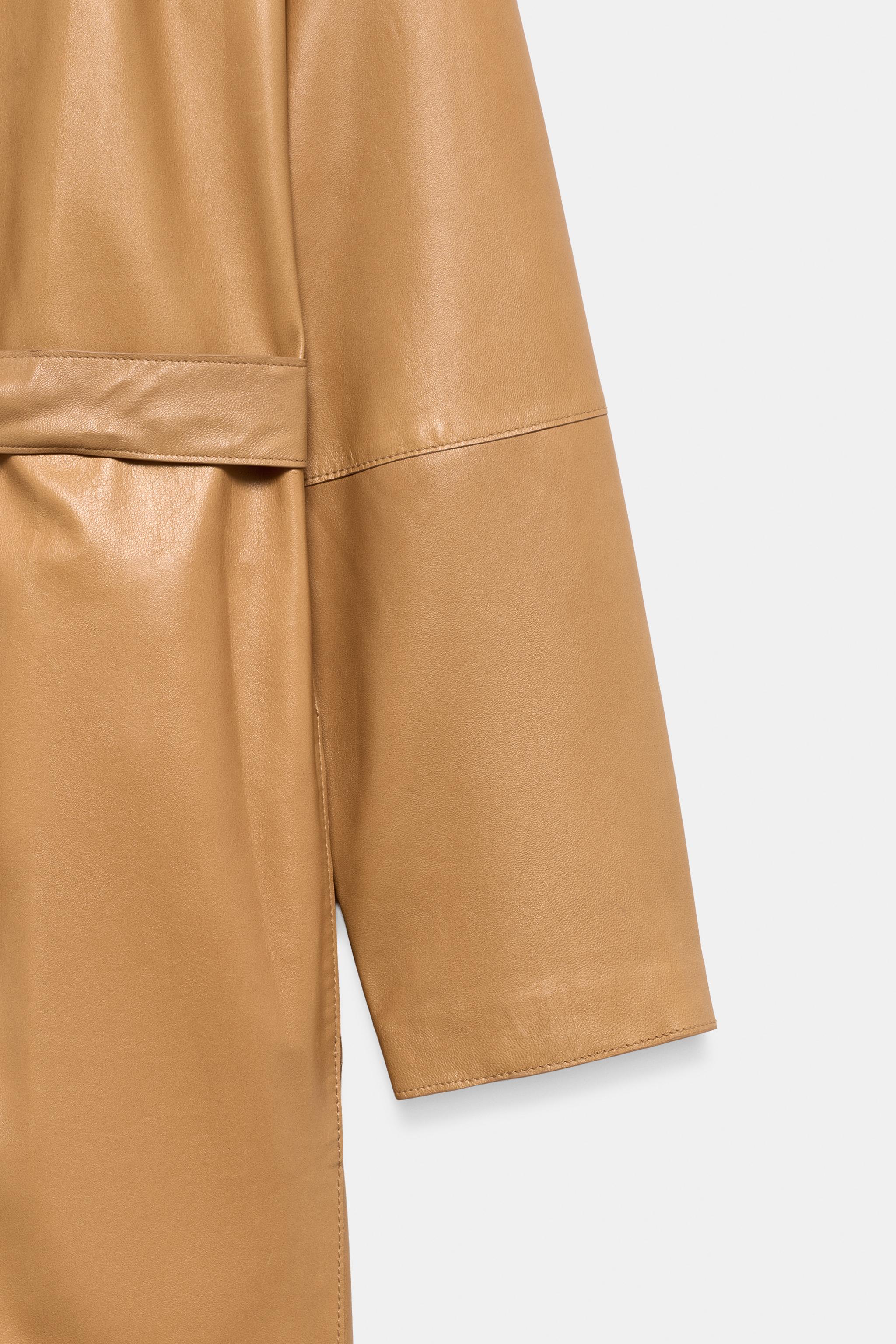 ZW COLLECTION 100% LEATHER BELTED COAT